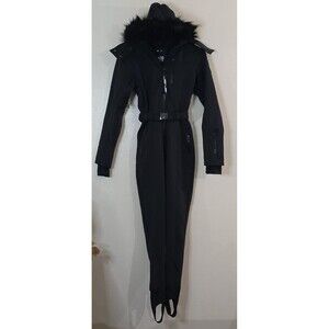 ASOS 4505 Ski & Snow Black Ski Suit Water Repellant Skinny Leg Belted Size 4